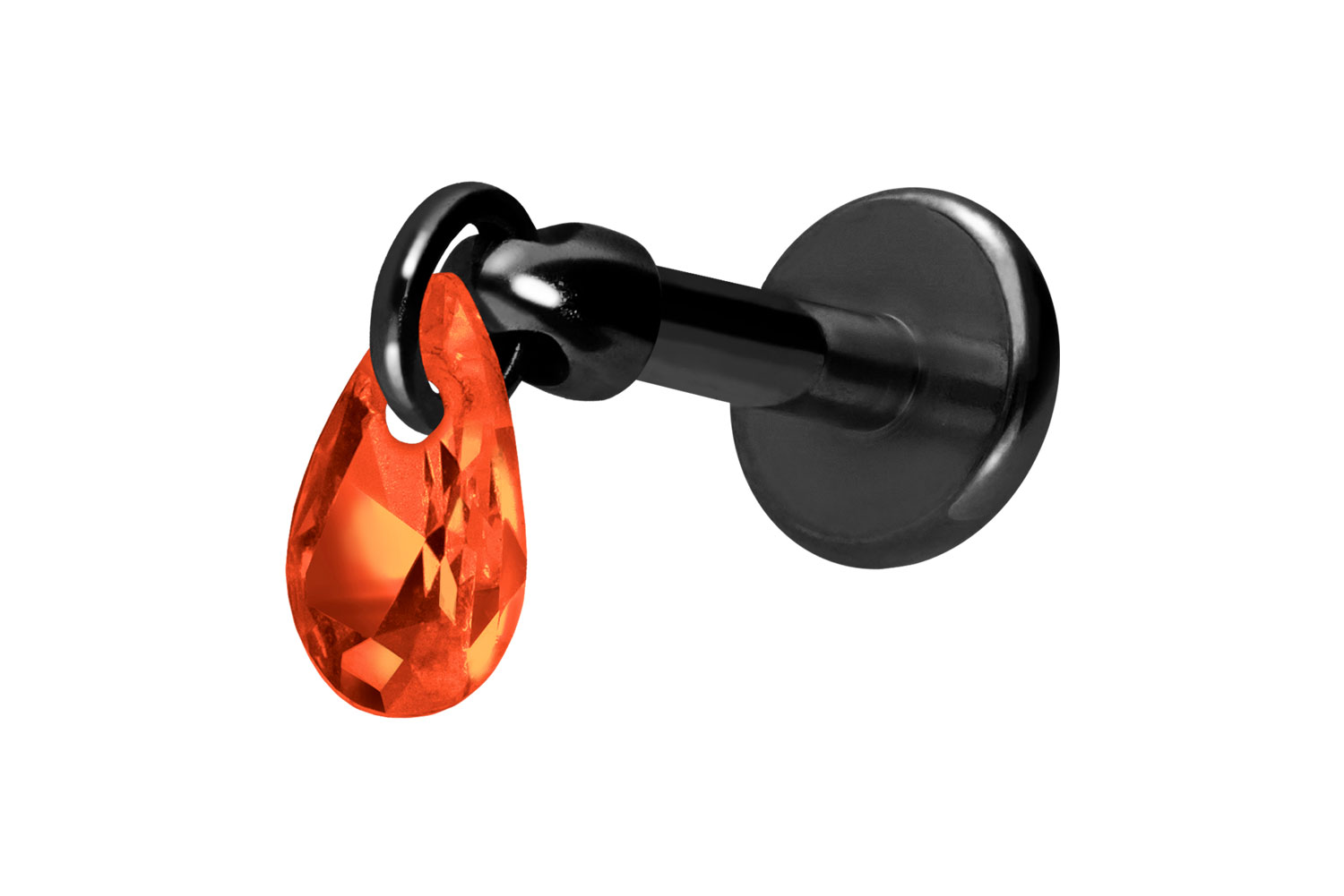 Titan Labret Piercing mit Innengewinde KRISTALLTROPFEN